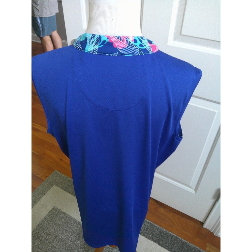 Pebble Beach Dry-Luxe Sleeveless Royal Blue V Neck Ruffle Trim Size  XXL - Picture 3 of 4